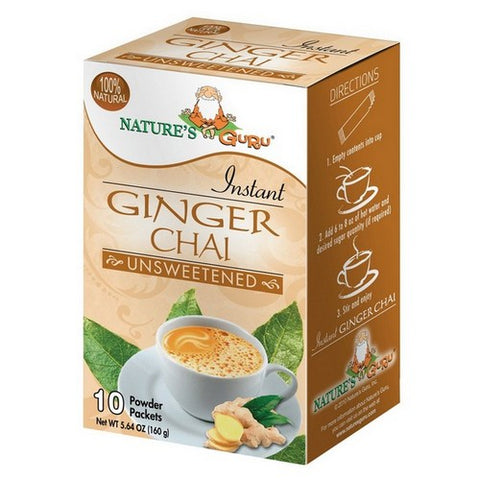 NatureÃ¢â‚¬â„¢s Guru, Ginger Chai Unsweetened Instant Chai, 10 Count
