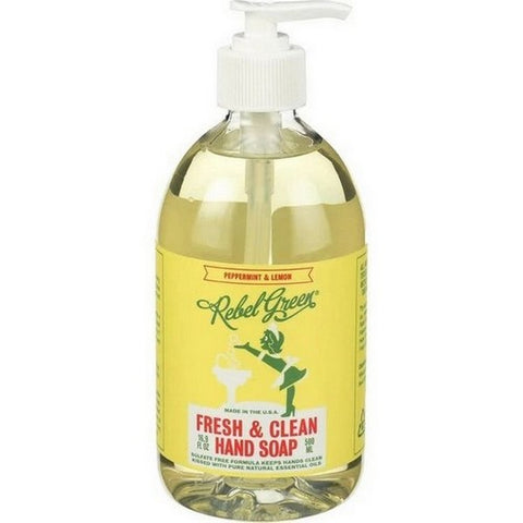 Rebel Green, Hand Soap Peppermint And Lemon, 16.9 Oz