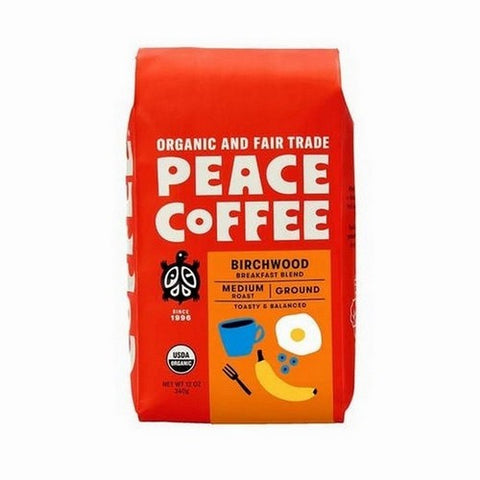 Peace Coffee, Ground Birchwood Breakfast Blend, 12 Oz