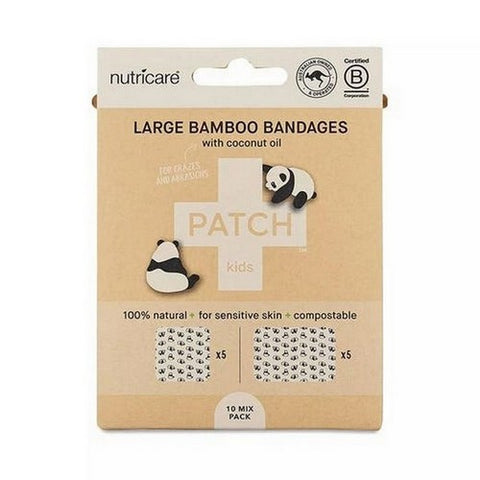 Patch, Large Coconut Oil Bamboo Bandages, 10 Count