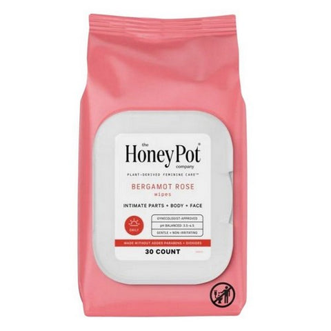The Honey Pot, Pot Bergamot Rose Wipes, 30 Count