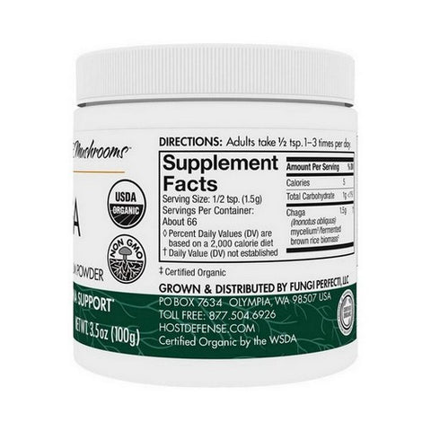 Host Defense, Chaga Mushroom Mycelium Powder, 100 Grams
