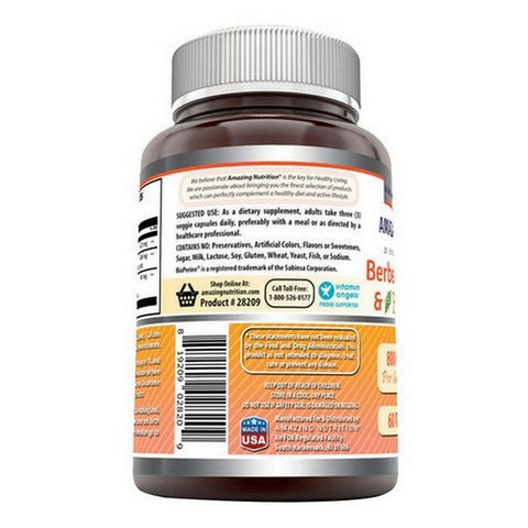 Amazing Nutrition, Amazing Formulas Berberine Turmeric And Bioperine, 800 Mg, 60 Veg Caps