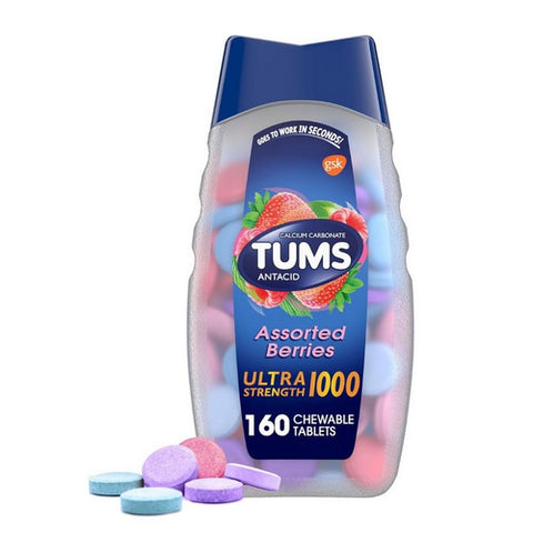 Tums, Ultra Strength 1000 Antacid Assorted Berries, 160 Tabs