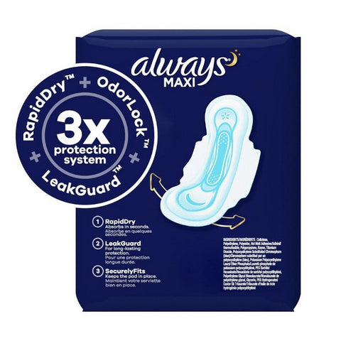Always Discreet, Ultra Thin Pads With Flexi Wings Overnight Size 4, 36 Each