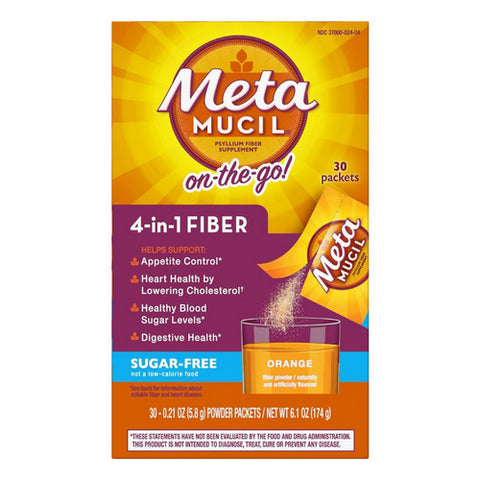 Metamucil, Psyllium 4 in 1 Fiber Supplement On The Go Orange, 30 Each