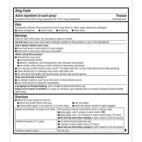 Astepro, Azelastine Hydrochloride Allergy Antihistamine Nasal Spray, 60 Each