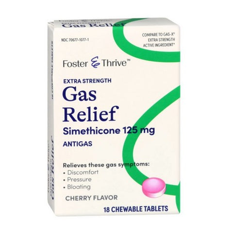 Extra Strength Gas Relief Simethicone Chewable Tablets Cherry 18 Tabs by Foster And Thrive