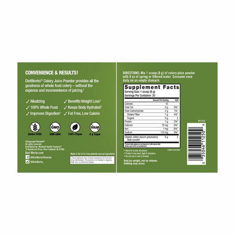 DietWorks, Celery Juice Powder, 6.35 Oz