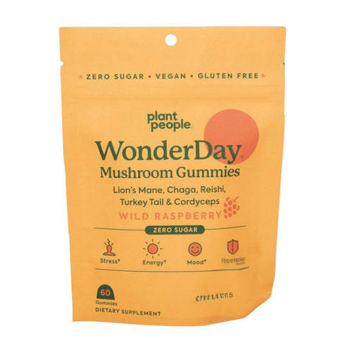 Plant People, WonderDay Mushroom Gummies Wild Raspberry, 60 Gummies