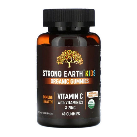 Yum-V's, Strong Earth Kids Organic Gummies Vitamin C with Vitamin D3 And Zinc, 60 Gummies