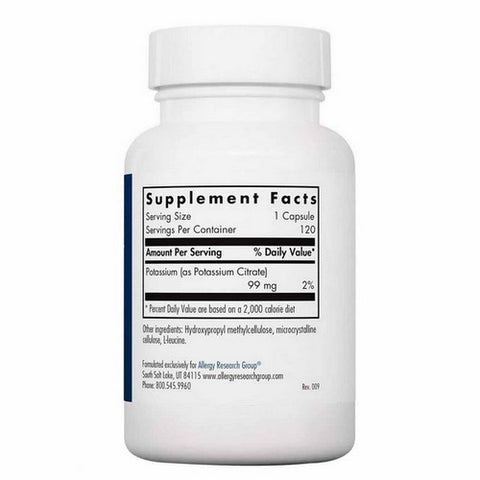 Nutricology/ Allergy Research Group, Potassium Citrate, 120 Veg Caps
