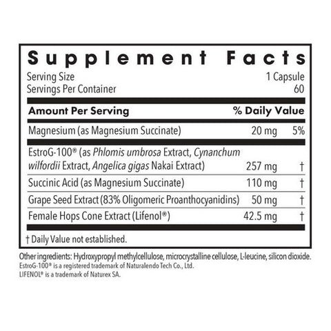 Nutricology/ Allergy Research Group, Flashes No More Menopausal Support, 60 Veg Caps