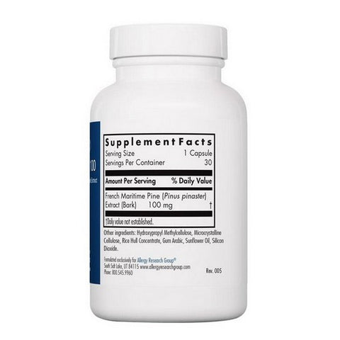 Nutricology/ Allergy Research Group, Pycnogenol 100 Original French Maritime Pine Back Extract, 30 Veg Caps