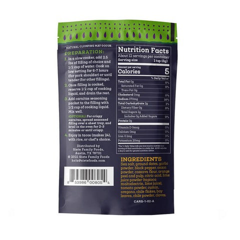 Siete, Carnitas Seasoning Slow Cooker Spice, 1.29 Oz (Case Of 12)