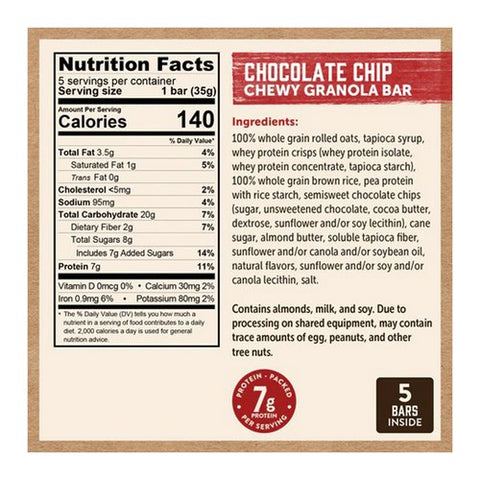 Kodiak Cakes, Chewy Granola Bars Chocolate Chip, 6.17 Oz (Case Of 12)