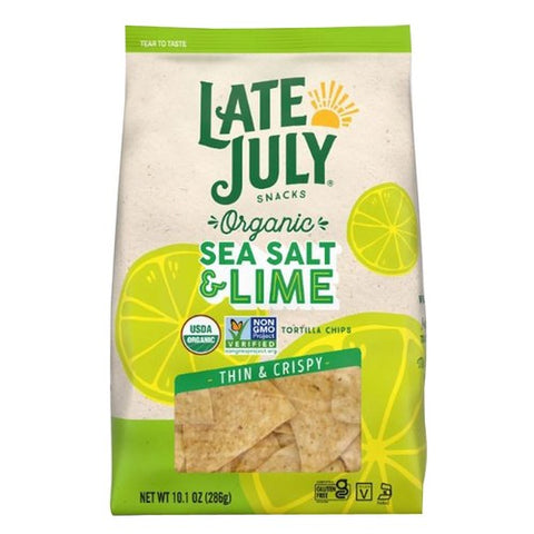 Late July, Organic Sea Salt And Lime Party Size Restaurant Style, 14.75 Oz (Case Of 9)