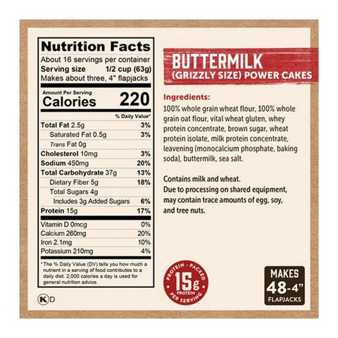 Kodiak Cakes, Flapjacl And Waffle Mix Power Cakes Buttermilk, 36 Oz (Case Of 6)