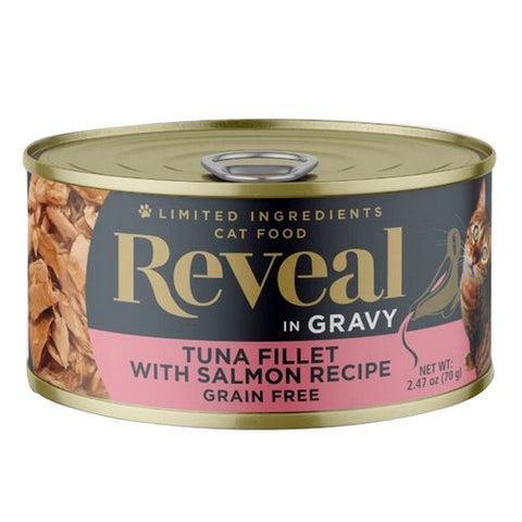 Reveal, Tuna Fillet With Salmon In Broth Can Cat Food, 2.47 Oz (Case Of 24)