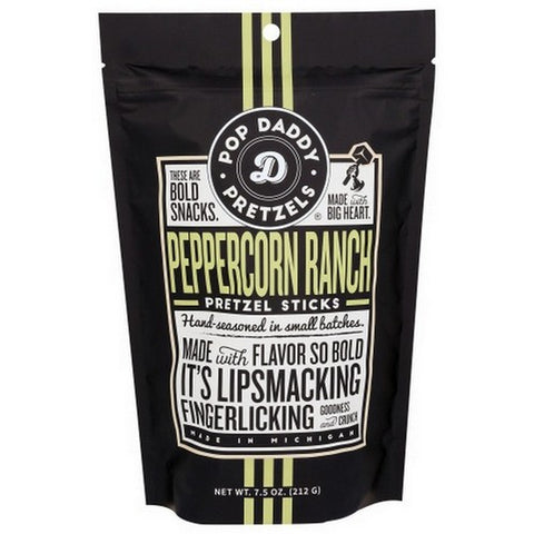 Pop Daddy Snacks, Peppercorn Ranch Pretzels, 7.5 Oz(Case Of 12)