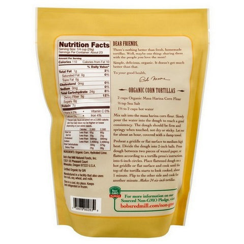 Bobs Red Mill, Organic Masa Harina, 24 Oz