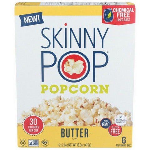 Skinny Pop, Microwave Butter Popcorn, 16.8 Oz(Case Of 6)