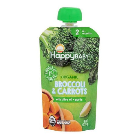 Organic Broccoli And Carrots 4 Oz(Case Of 16) by Happy Baby Food