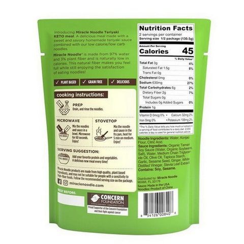 Miracle Noodle, Keto Meal Teriyaki, 9 Oz(Case Of 6)