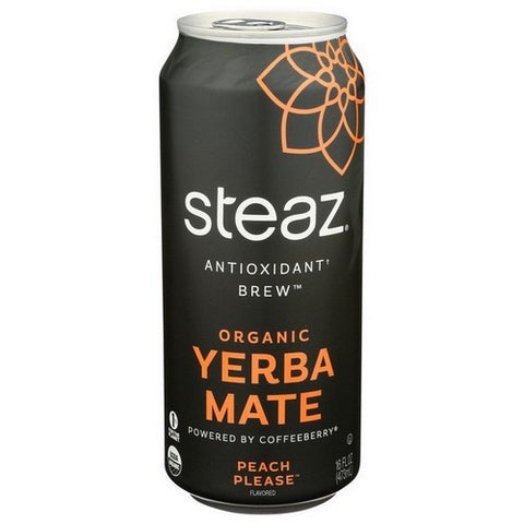 Steaz, Organic Peach Please Yerba Mate, 16 Oz(Case Of 12)