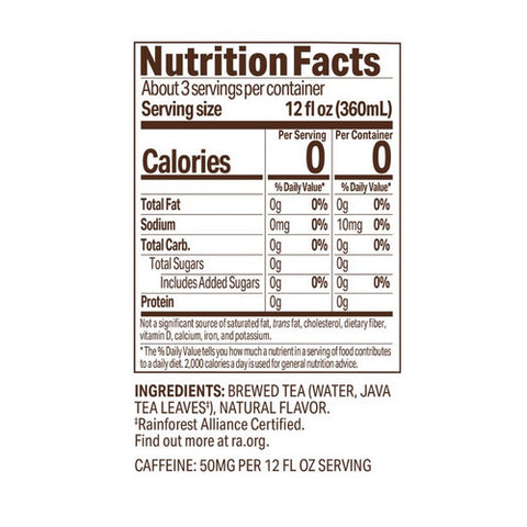 Tejava, Peach Black Tea Unsweetened, 1 Litre(Case Of 12)