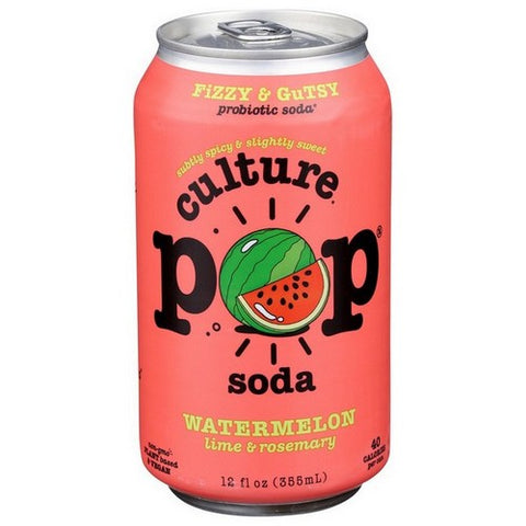 Culture Pop, Probiotic Soda Watermelon And Lime, 12 Oz(Case Of 12)