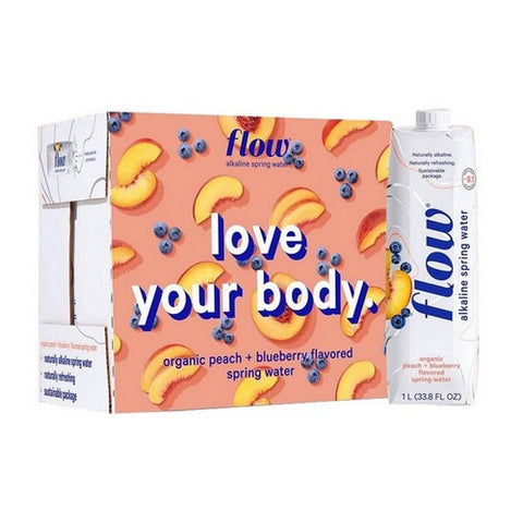 Flow Water, Water Alkaline Peach Blueberry, 33.8 Oz(Case Of 12)