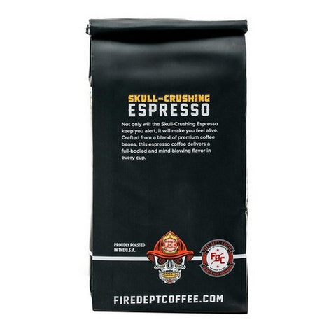 Fire Department Coffee, Skull Crush Espresso Ground, 12 Oz(Case Of 6)