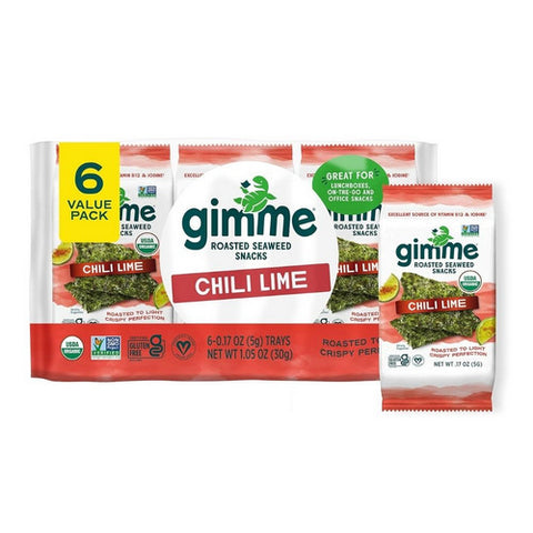 Gimme, Organic Chili Lime Roasted Seaweed, 1.02 Oz(Case Of 8)