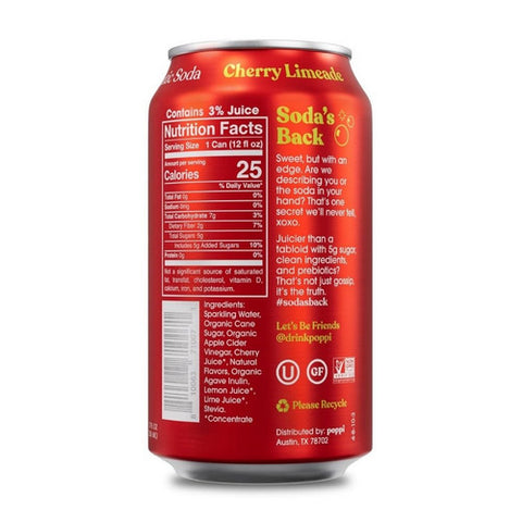 Poppi, Prebiotic Soda Cherry Lime, 12 Oz(Case Of 12)