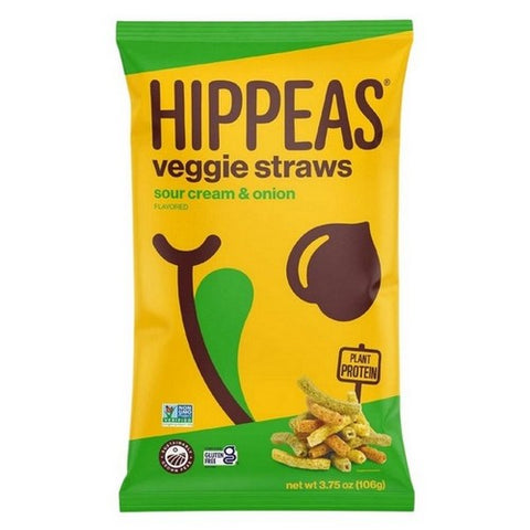 Hippeas, Sour Cream And Onion Veggie Straws, 3.75 Oz(Case Of 12)