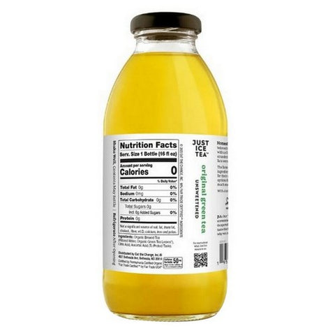 Just Ice Tea, Organic Unsweetened Original Green Tea, 16 Oz(Case Of 12)