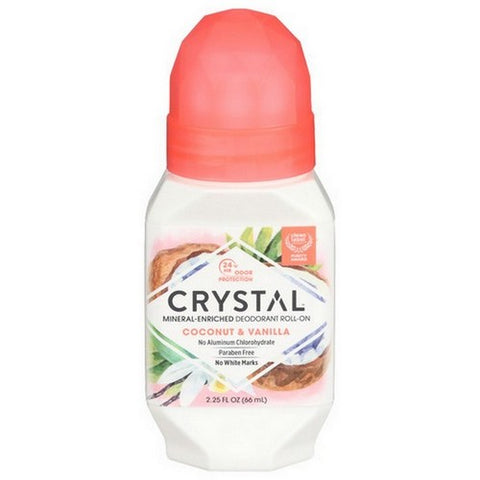 Crystal, Mineral Deodorant Roll On Coconut And Vanilla, 2.25 Oz(Case Of 3)