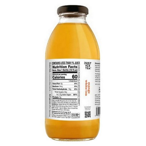 Just Ice Tea, Organic Mango White Tea, 16 Oz(Case Of 12)
