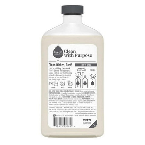 Seventh Generation, Power Plus Foaming Dish Spray Refill Mandarin Orange, 16 Oz(Case Of 6)