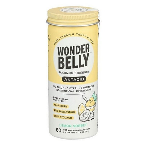 Wonderbelly, Lemon Sorbet Antacid Chewable, 60 Tabs(Case Of 4)