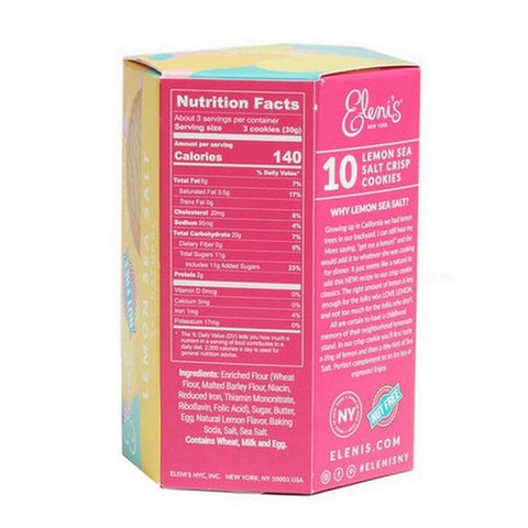 Elenis Cookies, Sea Salt Lemon Cookie Box, 3.5 Oz(Case Of 6)