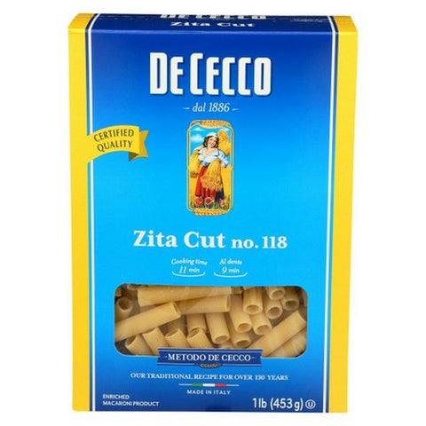 De Cecco, Zita Cut Lisce Pasta, 16 Oz (Case Of 12)