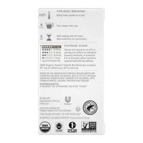 Tazo, Regenerative Organic Awake English Breakfast Tea, 16 Bags (Case Of 6)