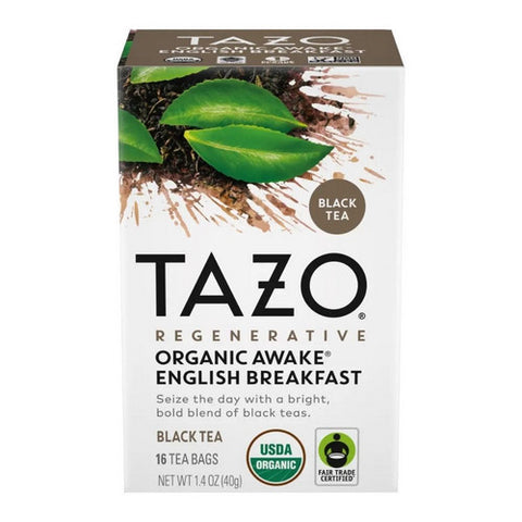 Tazo, Regenerative Organic Awake English Breakfast Tea, 16 Bags (Case Of 6)