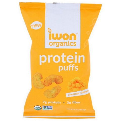 Iwon Organics, Protein Puffs Cheddar Cheese, 5 Oz(Case Of 12)