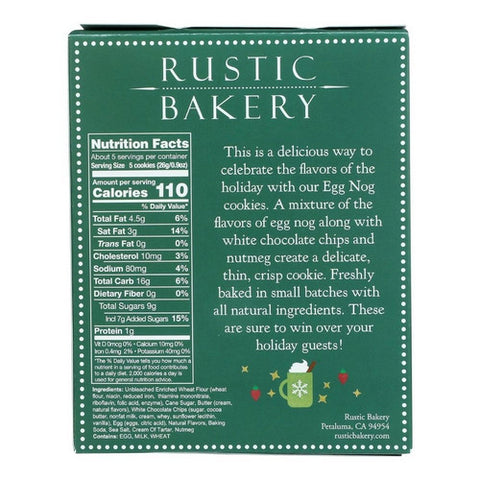 Rustic Bakery, Egg Nog and White Chocolate Cookies, 4.5 Oz(Case Of 12)