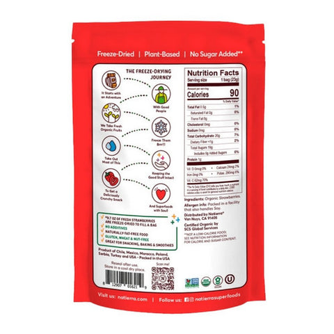 Natierra, Organic Freeze Dried Strawberry Fruit, 0.8 Oz(Case Of 12)