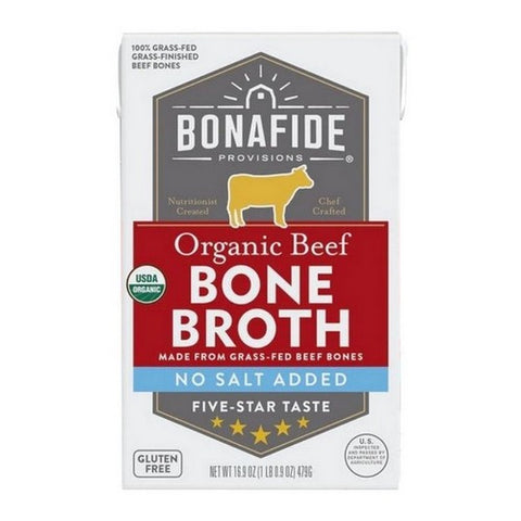 Bonafide Provisions, Organic Beef Bone Broth No Salt Added Dry, 16.9 Oz(Case Of 6)