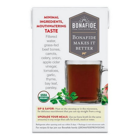 Bonafide Provisions, Organic Beef Bone Broth No Salt Added Dry, 16.9 Oz(Case Of 6)